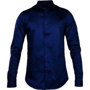 Rox - Heren overhemd Danny - Donkerblauw - Slanke pasvorm - Maat 3XL