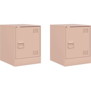 vidaXL - Nachtkastjes - 2 - st - 34,5x39x44 - cm - staal - roze