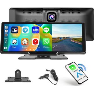 CarPlay Wireless en Android Car Radio Draagbaar met 9,3 Inch Touch Screen Bluetooth, 2-Gedeeld DVR Scherm met 64GB TF FM Transmitter, AUX, Eenvoudige Installatie, Brede Toepassing