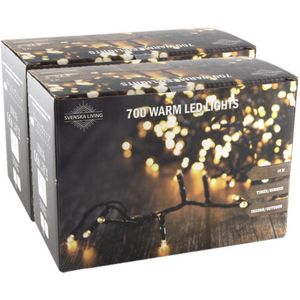 Svenska Living lichtsnoeren - 2x stuks - warm wit - 14 m - 700 leds
