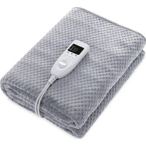 ApexArte® Elektrische Deken 1 Persoon - Warmtedeken Elektrisch - Extra Zacht - Grijs
