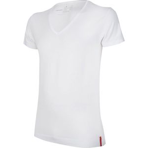 Undiemeister - T-shirt - T-shirt heren - Slim fit - Korte mouwen - Gemaakt van Mellowood - Diepe V-hals - Chalk White (wit) - Anti-transpirant - XS