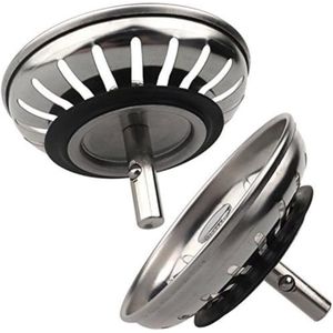 Gootsteen Afvoer Plug voor de Keuken - Universele wasbak 80 mm - 2 stuk - zeefmand roestvrij staal 80 mm - Gootsteen zeef - Gootsteen Zeven - RVS - Geschikt Voor Blanco gootsteen vervangend onderdeel