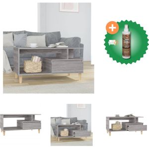 vidaXL Salontafel 90x49x45 cm bewerkt hout grijs sonoma - Tafel - Inclusief Houtreiniger en verfrisser