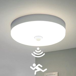 Badkamer Plafondlamp - Plafondlamp LED Bewegingsmelder Schemersensor Waterdicht IP56 2400Lm Neutraal Wit 4000K Vierkante Plafondlicht Kantoor Keuken Veranda Garage Buiten 25-25-4Cm