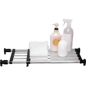 Uitbreidbare plank kast organizer - lengte verstelbaar 1575 tot 60 cm - zwart - zonder boren - voor keuken en badkamer.