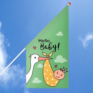 Geboortevlag ooievaar groen - Vlaggen - Kioskvlag - Geboorte - Jongen - Meisje - Baby - Zolief