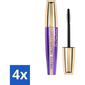 L'Oréal Paris - Mascara - Volume Million Lashes So Couture - Zwart - 9,2 ml - Voordeelverpakking - 4 stuks