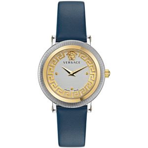 Versace Greca Flourish VE7F00223 Horloge - Leer - Blauw - Ø 35 mm