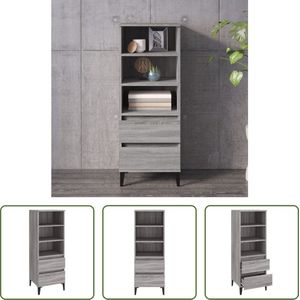 The Living Store Hoge kast - Bijzetkast - 40x36x110 cm - Grijs Sonoma Eiken