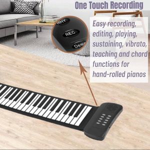 Oprolbare Piano 61 Toetsen Draagbare Oplaadbare Handrollpiano LED-display MIDI-uitgang Opnemen Akkoord Sustain Tremolo Hoofdtelefoonaansluiting PM61 .