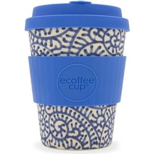 Ecoffee Cup Satsuko | Bamboe Beker | 350 ml | met Blauw Siliconen