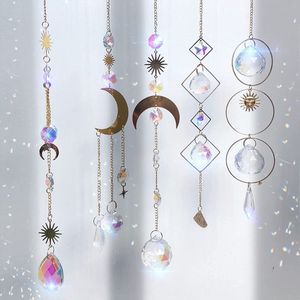5 stuks zonnevangers kristal hangend windspel regenboog zon maan hanger kristallen ornament kristallen ballen voor raam huis tuin Kerstmis dag feest bruiloft decoratie
