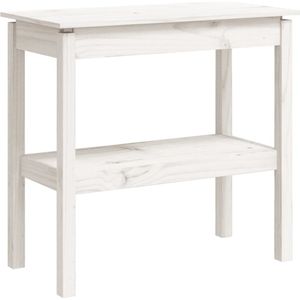 vidaXL Wandtafel - Massief Grenenhout - Wit - 80x40x75 cm Wandtafel - Salontafel - Entreetafel - Houten Tafel - Witte Tafel
