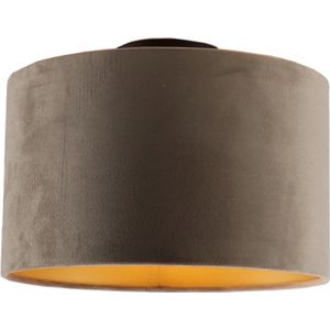 Olucia Krista - Moderne Plafondlamp - Metaal/Stof - Goud;Taupe - Rond - 30 cm