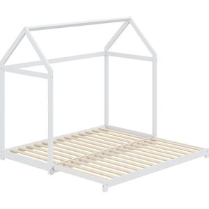 Merax Uitschuifbaar Kinderbed 90/180 x 190 cm - Bed voor Kinderen - Huisbed - Wit