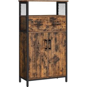 Badkamer meubels dressoir opbergkast verstelbare plank stalen frame voor woonkamer keuken industriële stijl vintage bruin black