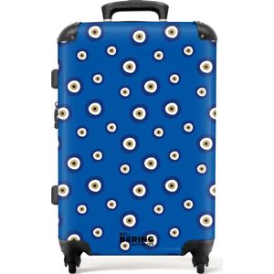 NoBoringSuitcases.com® - Koffer groot - Rolkoffer lichtgewicht - Blauwe Griekse ogen - Reiskoffer met 4 wielen - Grote trolley XL - 20 kg bagage