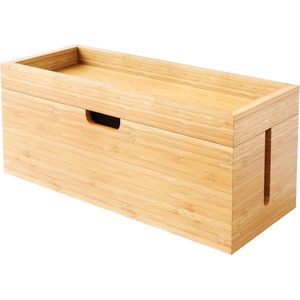 Opbergbox van bamboe met deksel - Kabelbox voor kabelmanagement - Geschikt voor opladers, stekkerdozen en kabels kabeldoos