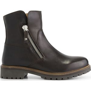 Travelin' Villendrup Dames leren enkellaarsjes met rits - Leren boots - Donkerbruin leer - Maat 41