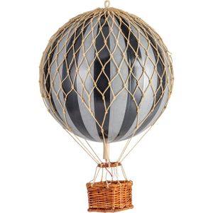 Authentic Models - Luchtballon Travels Light - Luchtballon decoratie - Kinderkamer decoratie - Zilver / Zwart - Ø 18cm
