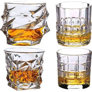 Set van 4 Loodvrije Kristallen Whiskey Glazen - Perfect voor Scotch, Bourbon, Gin Tonic en Negroni Cocktails