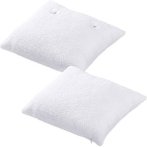 HOMELEVEL badkussen met badstof hoes - 35 x 30 cm - Met 2 zuignappen - Ondersteunt hoofd & nek - Wit