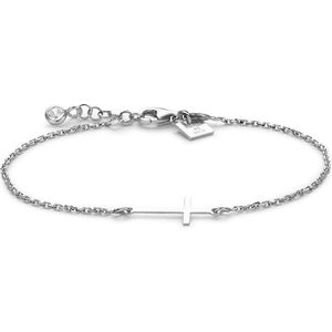 Twice As Nice Armband in zilver, kruisje Wit 17 cm+2 cm