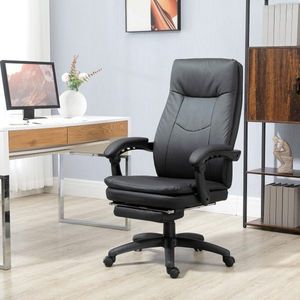 Bureau stoel ergonomische bureaustoel hoofdstoel met voetsteun gevulde rugleuning zwart 64 x 64 x 112-120 cm