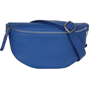 AmbraModa GLX10 - Dames heren unisex kleine heuptas buiktas crossbodytas, ideaal voor vakantie, reizen, uitgaan gemaakt van echt leer. Koningsblauw