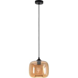Hanglamp Preston 24cm Amber - Ø24cm - E27 - IP20 - Dimbaar > lampen hang amber glas | hanglamp amber glas | hanglamp eetkamer amber glas | hanglamp keuken amber glas | led lamp amber glas | sfeer lamp amber glas