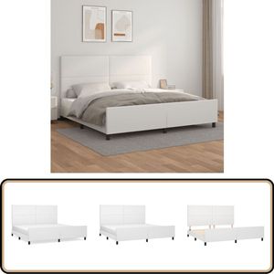 vidaXL Bedframe Kunstleer Wit - 200x200 cm Bed Frame - Slaapcomfort - Kunstleder - Verstelbaar Hoofdbord - Multiplex Lattenbodem
