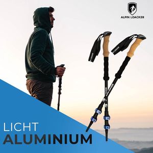 Telescopische wandelstokken van aluminium met kurkgreep, lichte Nordic Walking stokken voor dames en heren, voor skiën en wandelen, trekkingstokken, telescoop voor bergsport