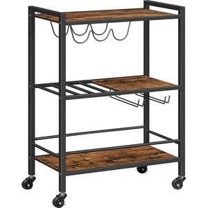 Keukenwagen landhuis, stabiele serveerwagen / Drankentrolley op Wielen - Opbergwagen \kitchen trolley 32.5D x 60W x 86H centimetres