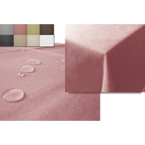 Afwasbaar tafelkleed buiten Ø140 cm rond - Oudroze linnenlook tafelzeil - Vuil- en waterafstotend .