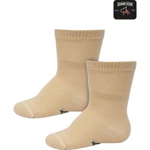 Bonnie Doon Basic Sokken Baby Beige 8/12 maand - 2 paar - Unisex - Organisch Katoen - Jongens en Meisjes - Stay On Socks - Basis Katoenen Sok - Zakt niet af - Gladde Naden - GOTS gecertificeerd - 2-pack - Multipack - Bruin - Pheasant - OL9344012.314