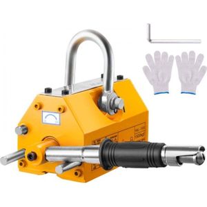 Hefmagneet Kraanmagneet (1500 kg laadvermogen, 3750 kg trekkracht, -40 tot 80 ?), 16 stuks magneten Handbediende vorkhefmagneet Lifter Magneetheffer Geel Neodymium hefmagneetgereedschap