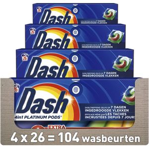Dash 4in1 Wasmiddel Pods +Extra Vlekverwijdering voor Gekleurde Was - 4 x 26 Wasbeurten