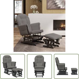 The Living Store Schuifstoel met voetenbank stof donkergrijs - Schuifstoel - Eetkamerstoel - Lounge Stoel - Relaxstoel - Voedingsschuifstoel