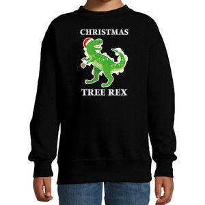 Christmas tree rex Kerstsweater / Kerst trui zwart voor kinderen - Kerstkleding / Christmas outfit 134/146