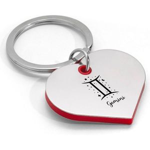 Akyol - tweeling sleutelhanger hartvorm - Sterrenbeeld tweeling - familie vrienden - cadeau
