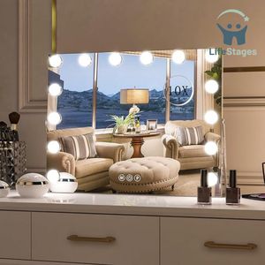 LifeStages - Hollywood Spiegel met Verlichting - Hollywood Spiegel - Hollywood Mirror - Modern Design - 50.8x40.6 cm