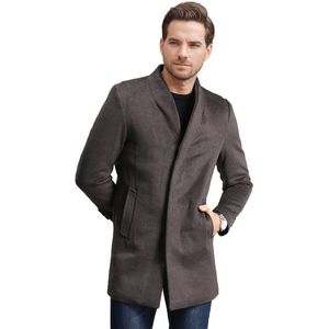 Allthemen Heren Winterjas Slim Fit Business Coat - Lang Wollen Jas - L