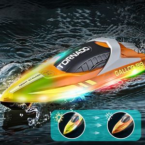 RC Boot met Afstandsbediening – 2.4GHz Raceboot met Verlichting – Inclusief 2 Batterijen – Bestuurbare Boten voor Kinderen vanaf 6 Jaar – Speelgoed en Cadeau – RC Speelboot voor Jongens en Meisjes