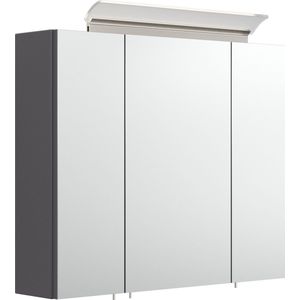 Spiegelkast Aron Antraciet - Breedte 75 cm - Hoogte 62 cm - Diepte 17 cm - Met stopcontact - Met verlichting