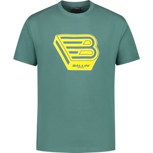 Ballin Amsterdam - Heren Loose Fit T-shirts Crewneck SS - Faded Green - Maat L