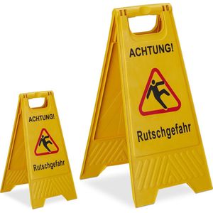 relaxdays 2 x waarschuwingsbord „Achtung Rutschgefahr“ - klapbaar - gladde vloer bord