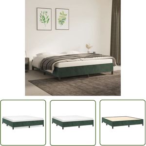 vidaXL Bedframe 180x200 cm - Fluweel Donkergroen Donkergroen Bedframe - Fluweel Bedframe - Tweepersoons Bedframe - Boxspring Bedframe - Slaapcomfort