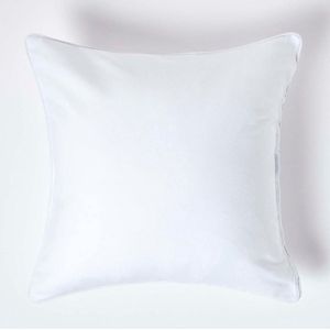 Witte kussenhoes, 60 x 60 cm, sierkussenhoes met ritssluiting, gemaakt van 100% katoen, effen sierkussenhoes voor sierkussens en bankkussens