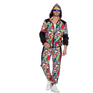 Wilbers & Wilbers - Aso & Biker & New Kids Kostuum - Retro Trainingspak Strip Pop Art Kostuum - Multicolor - XL - Carnavalskleding - Verkleedkleding